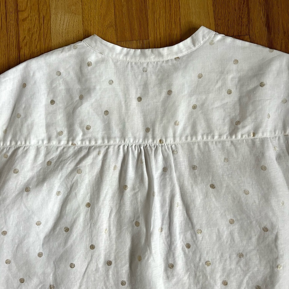 BODEN evie linen polka dot button front shirt white gold plus size 20/22 - Picture 10 of 11